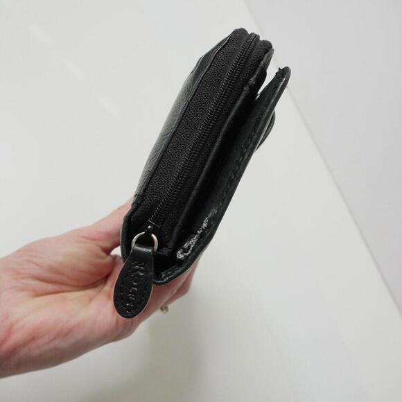 VTG Rolfs Wallet Clutch Checkbook Tri Fold‎ Black Pebbled Leather Organizer SEE - Picture 3 of 8